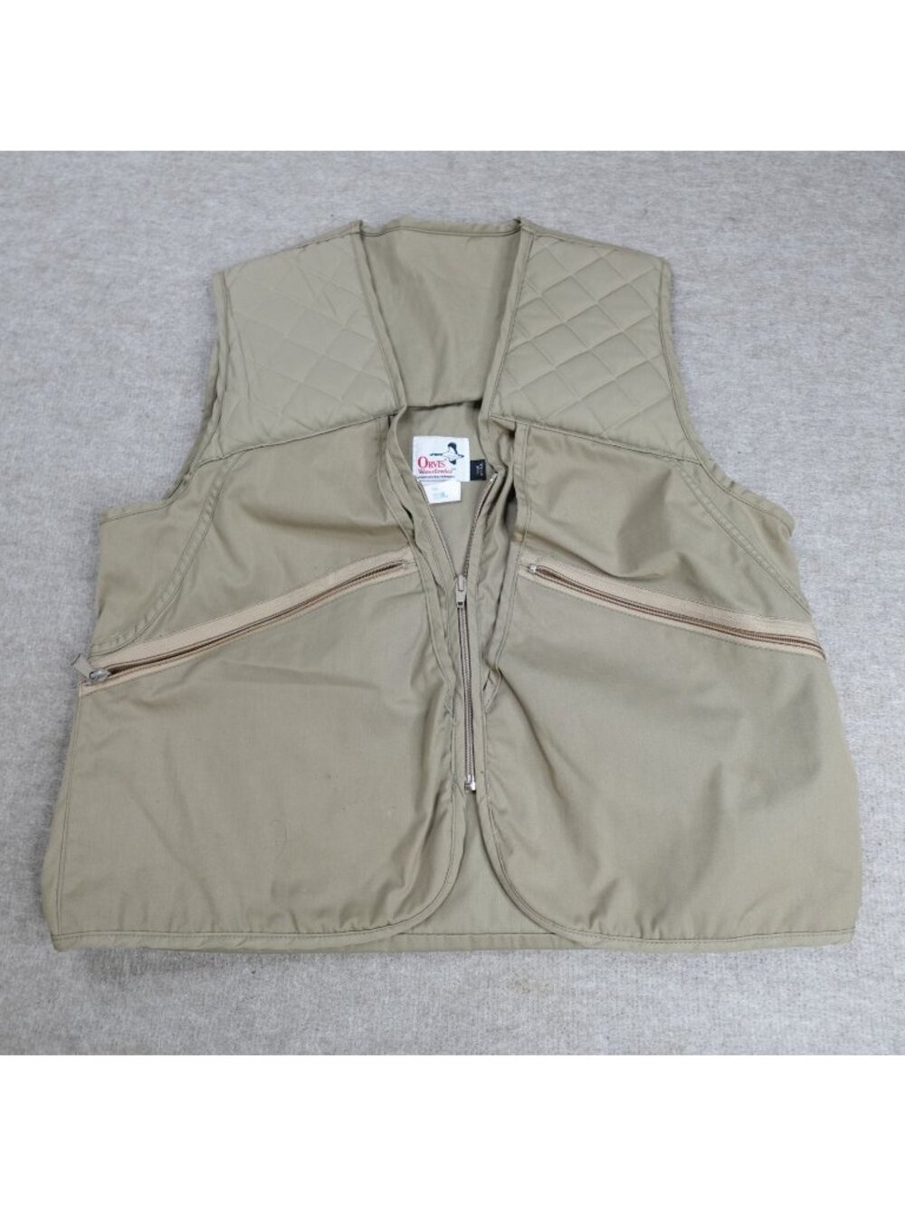 Orvis Vest Small Beige Full Zip Shooting Shell Pocket Vintage Made in USA